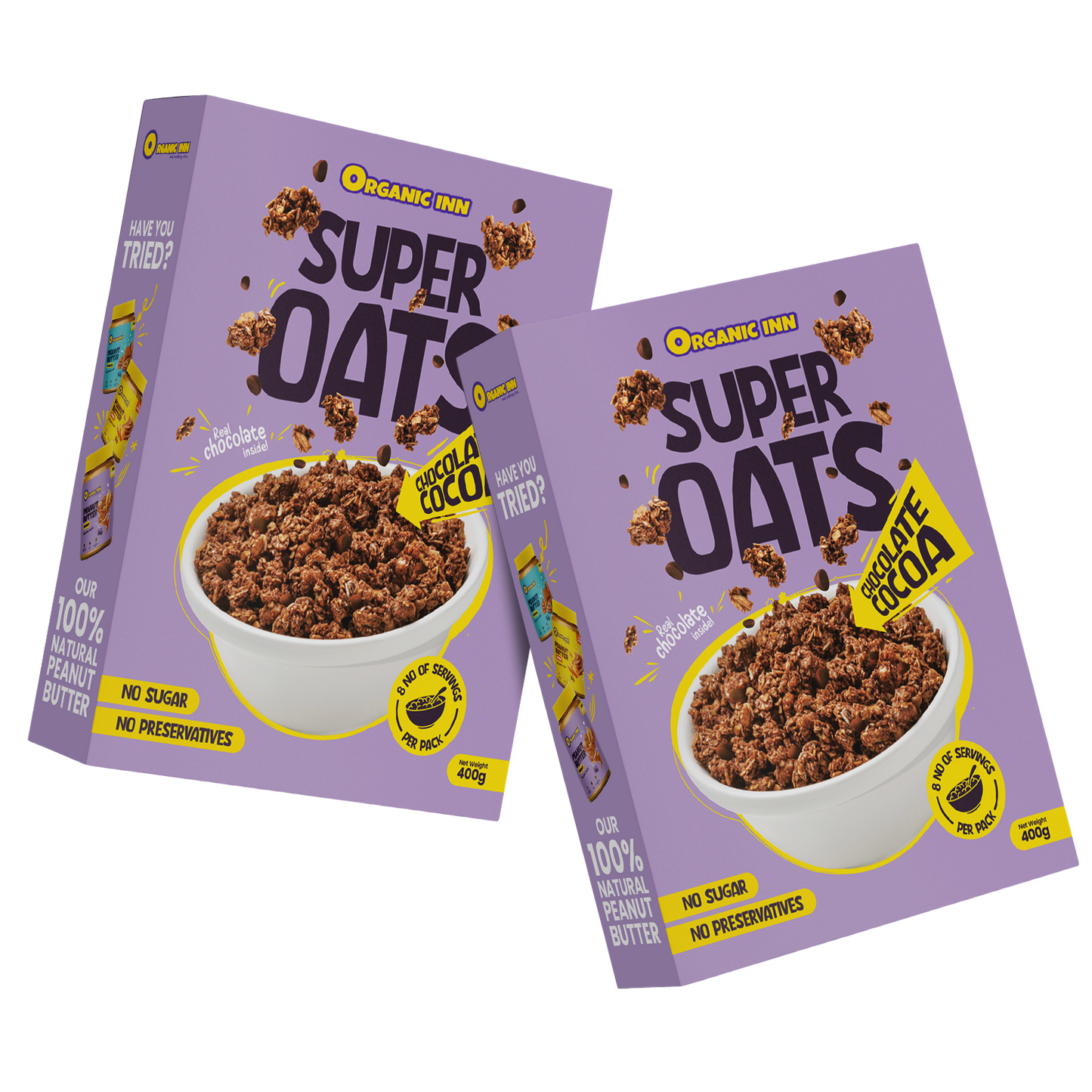 Organic Inn Chocolate Cocoa Super Oats 400g - Front View