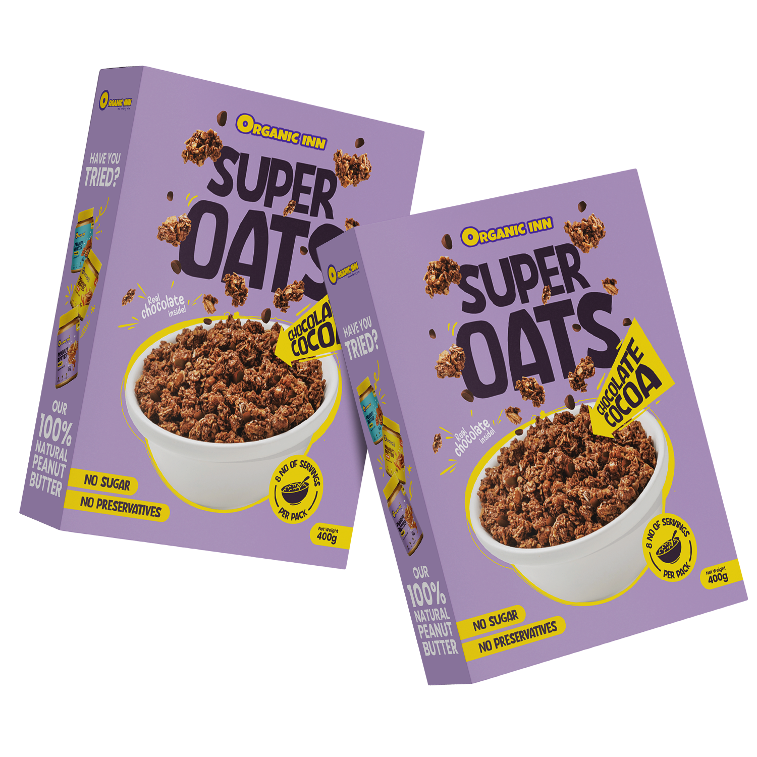 Organic Inn Chocolate Cocoa Super Oats 400g - Front View