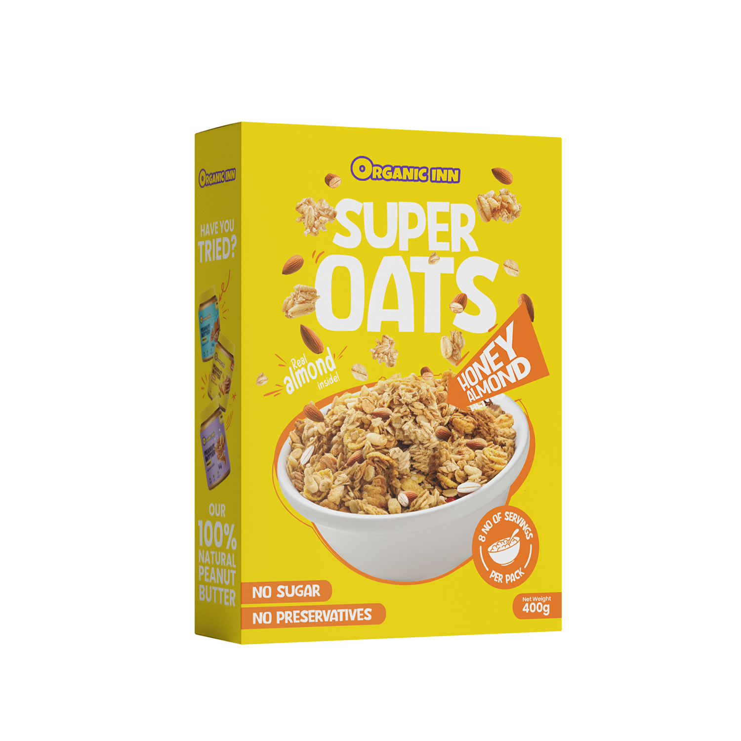 Organic Inn Honey Almond Super Oats (400g) - Healthy Breakfast Pakistan.