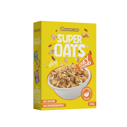 Organic Inn Honey Almond Super Oats (400g) - Healthy Breakfast Pakistan.