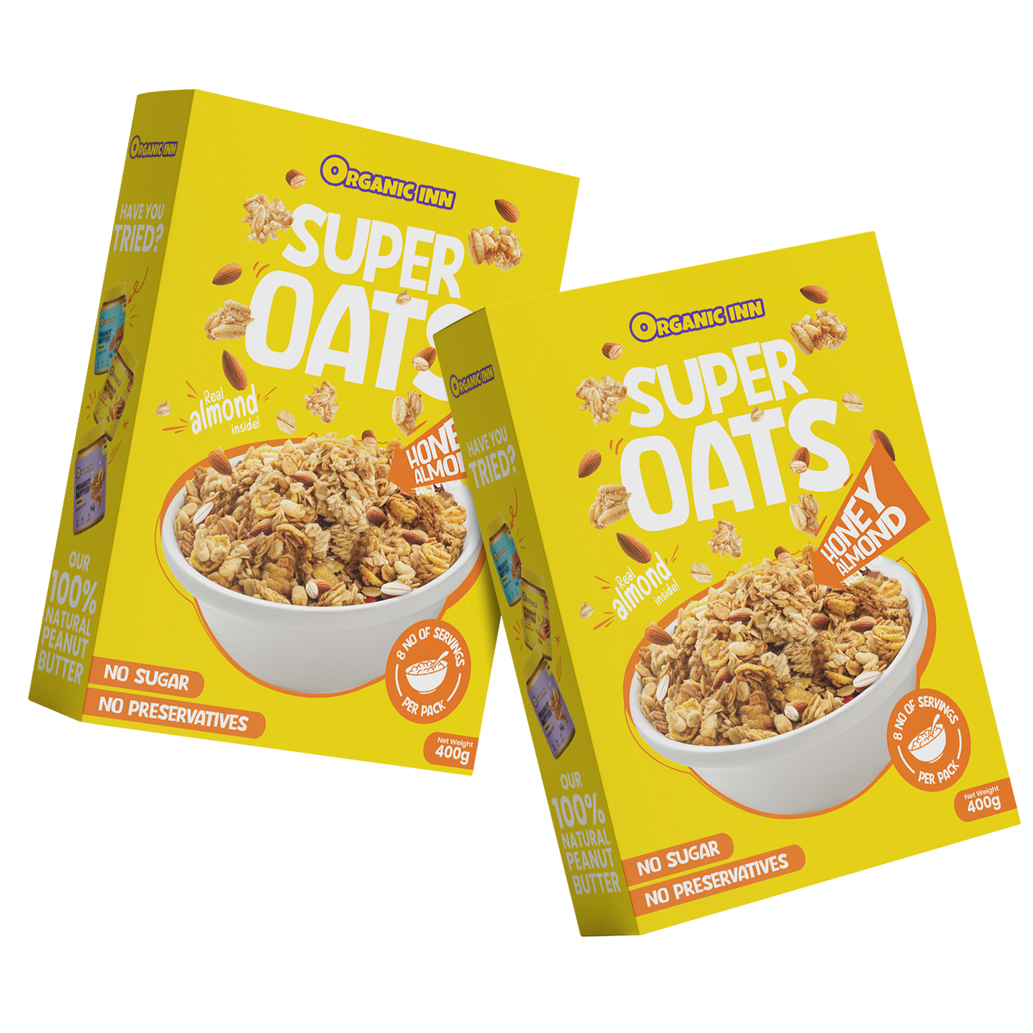 Organic Inn Honey Almond Super Oats 400g - Front View