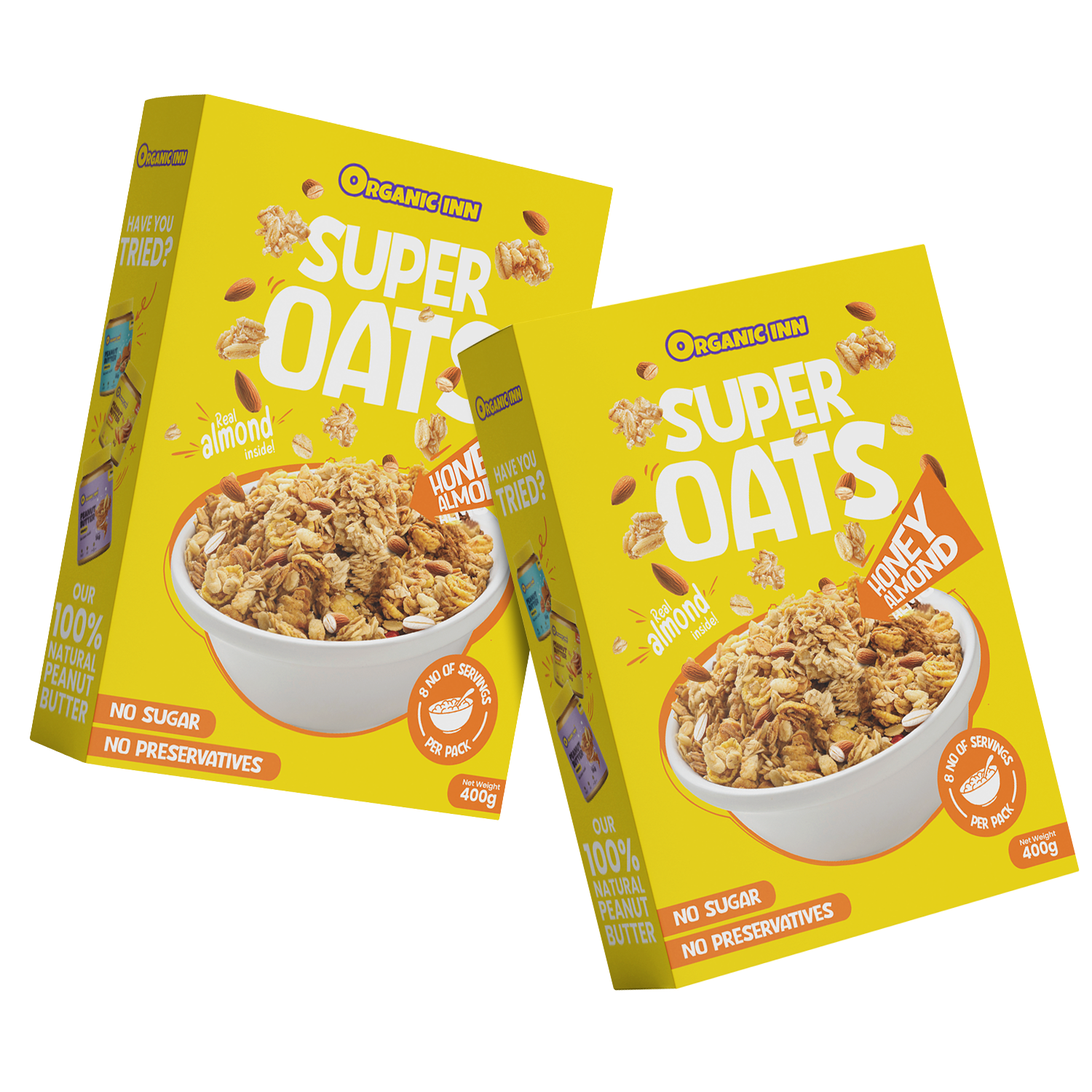 Organic Inn Honey Almond Super Oats 400g - Front View