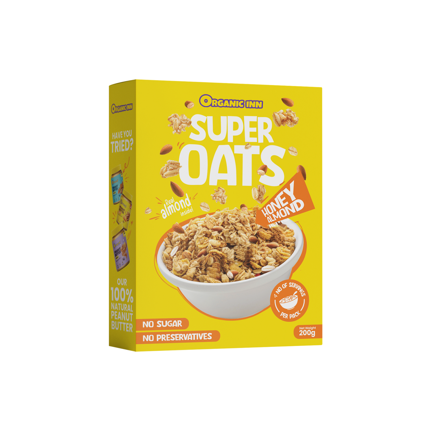 Organic Inn Honey Almond Super Oats (200g) - Healthy Breakfast Pakistan.
