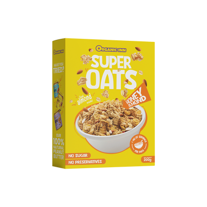 Organic Inn Honey Almond Super Oats (200g) - Healthy Breakfast Pakistan.