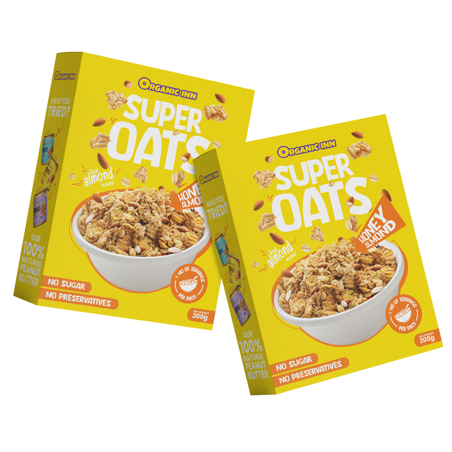 Organic Inn Honey Almond Super Oats 200g - Front View