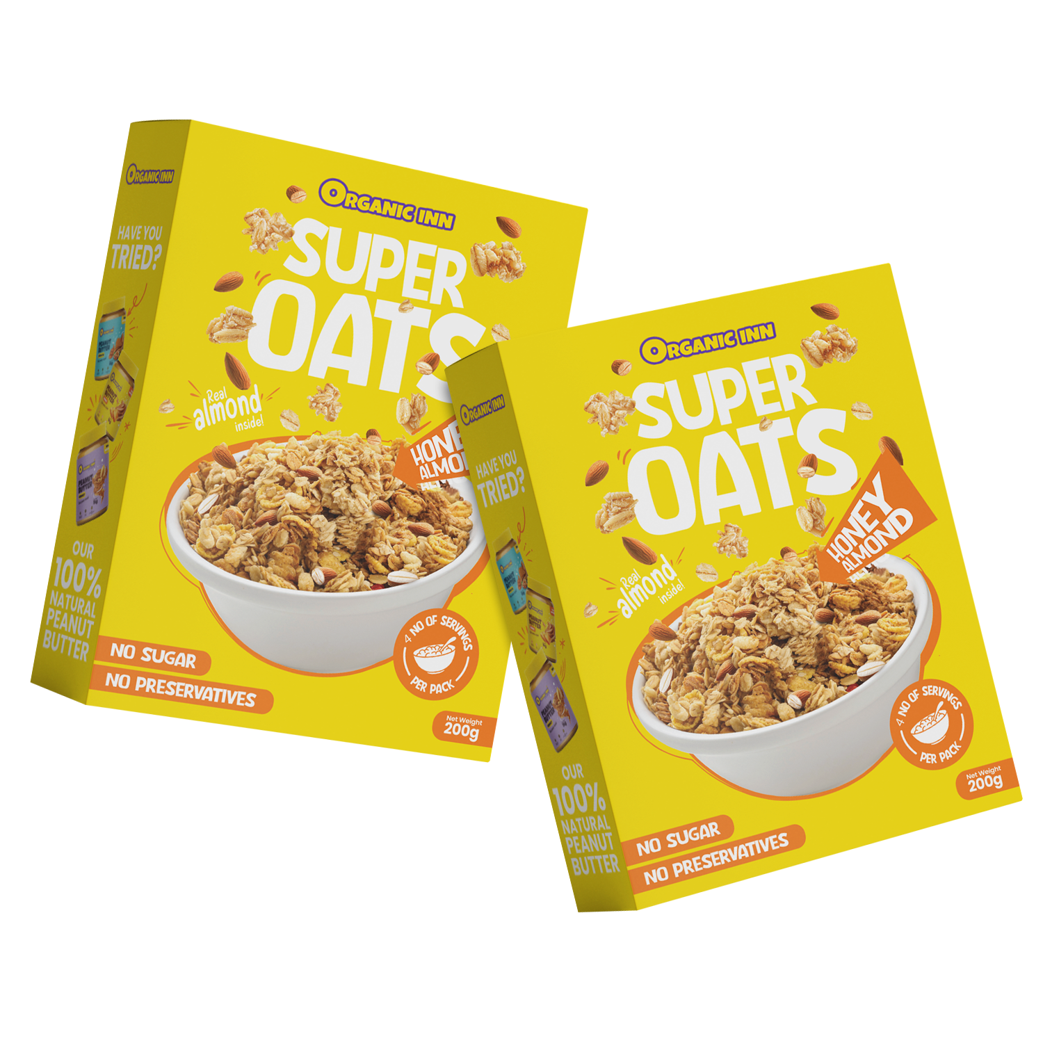 Organic Inn Honey Almond Super Oats 200g - Front View
